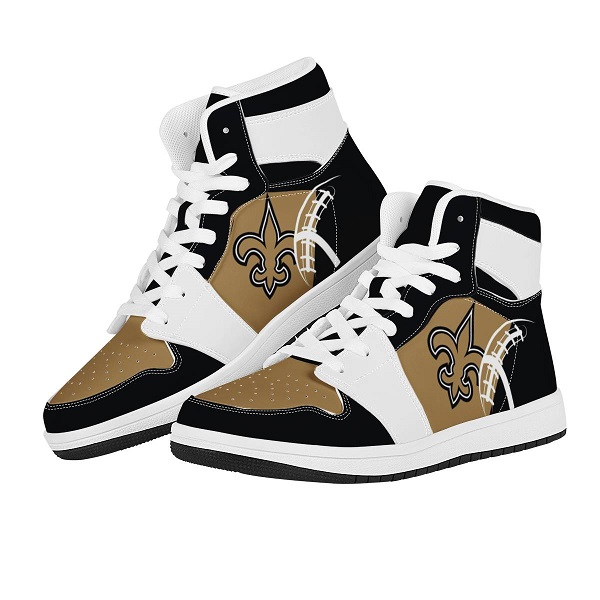 Men's New Orleans Saints High Top Leather AJ1 Sneakers 001